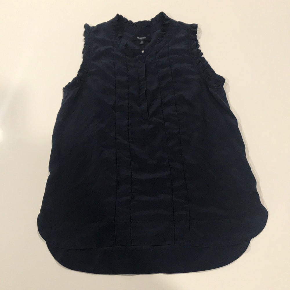Madewell 100% Silk Navy Sleeveless Top